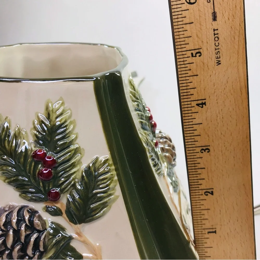 Yankee Candle Large Jar Shade Topper Plate Pine Winter Ceramic Iridescent